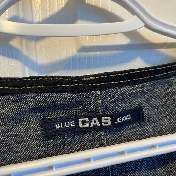 Y2K Blue GAS Jeans Dress denim open front women medium vintage midi cutout - Picture 3 of 6